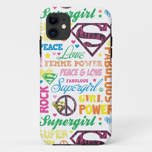 Supergirl Colourful Text Collage Case-Mate iPhone Case (Back)