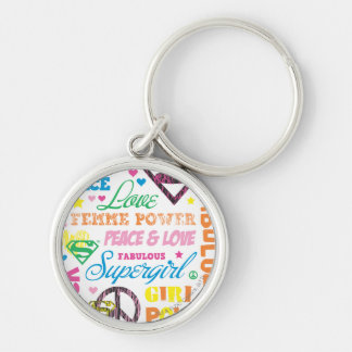Supergirl Colourful Text Collage Keychain