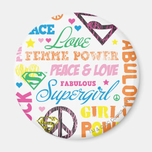 Supergirl Colourful Text Collage Magnet