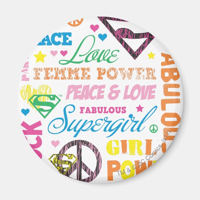 Supergirl Colourful Text Collage Magnet (Front)