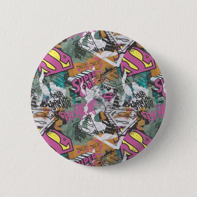 Supergirl Comic Capers Pattern 10 2 Inch Round Button (Front)