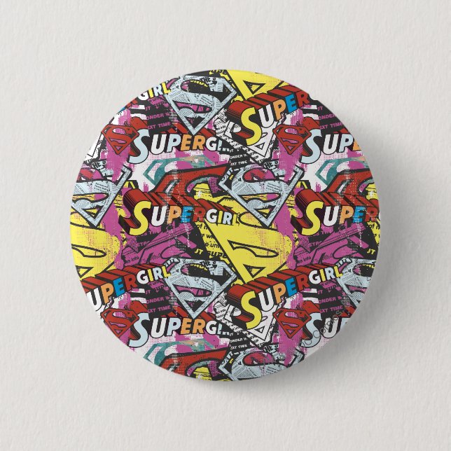 Supergirl Comic Capers Pattern 4 2 Inch Round Button (Front)