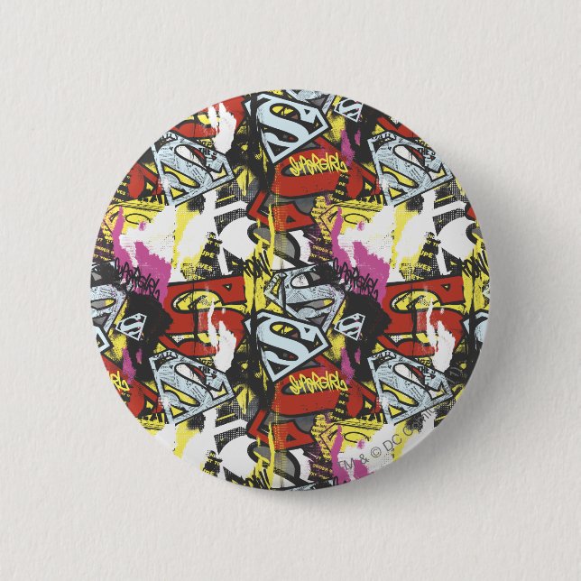 Supergirl Comic Capers Pattern 7 2 Inch Round Button (Front)