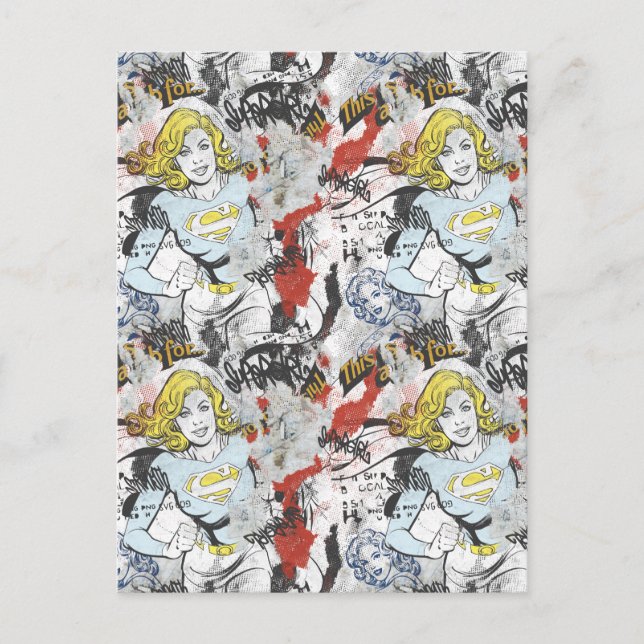Supergirl Comic Capers Pattern 9 Postcard (Front)