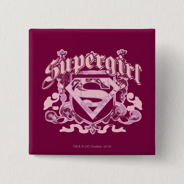 Supergirl Crest Design 2 Inch Square Button (Front)