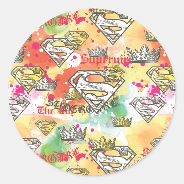 Supergirl Crown Pattern Classic Round Sticker (Front)