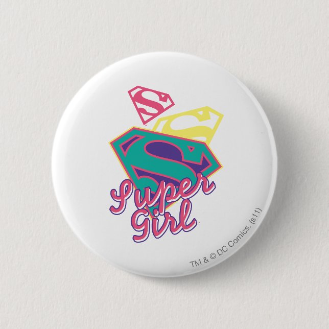 Supergirl Cursive 2 Inch Round Button (Front)