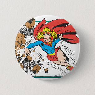 Supergirl Destroys Boulder 2 Inch Round Button