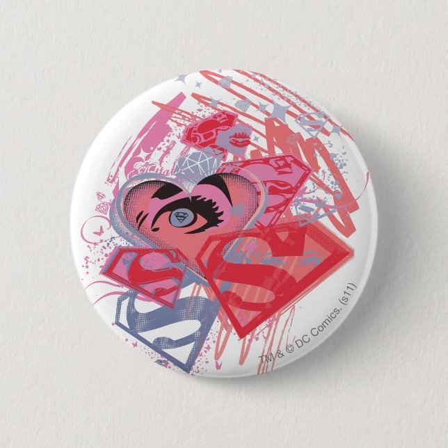 Supergirl Diamonds and Lips 2 Inch Round Button (Front)