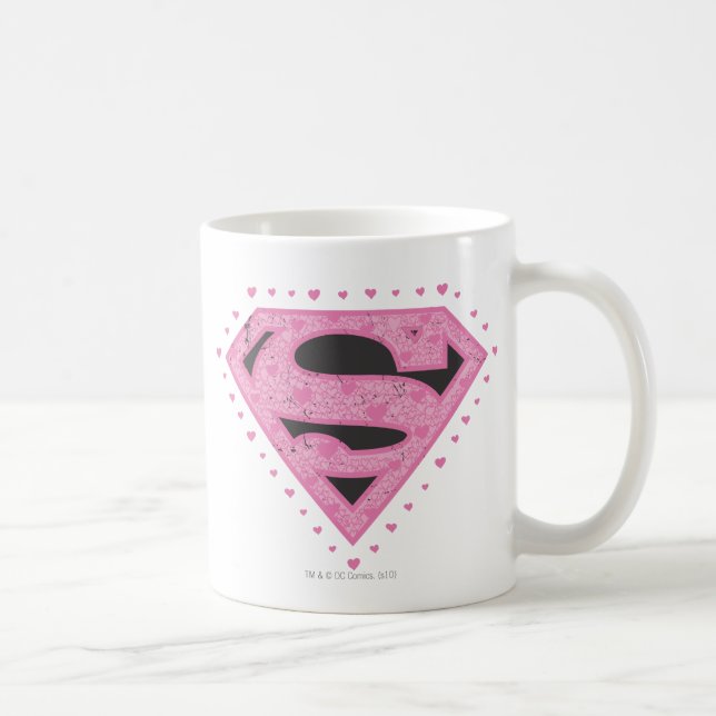 Supergirl Distressed Logo Black and Pink Coffee Mug (Right)
