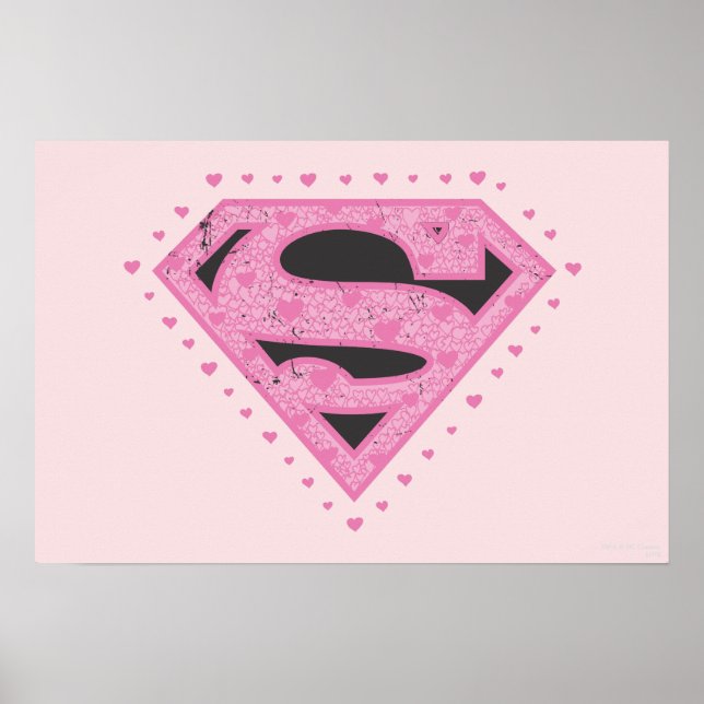 Supergirl Distressed Logo Black and Pink Poster (Front)