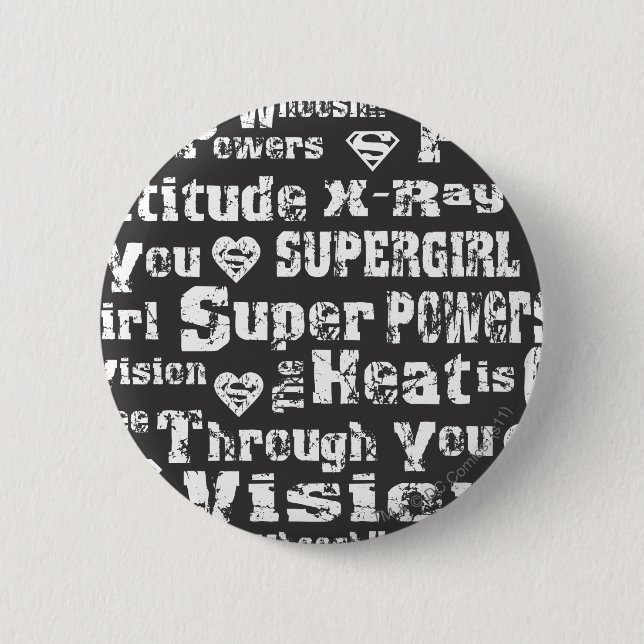 Supergirl Distressed Text 2 Inch Round Button (Front)