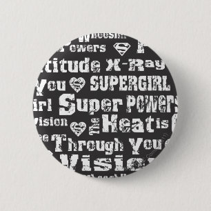 Supergirl Distressed Text 2 Inch Round Button
