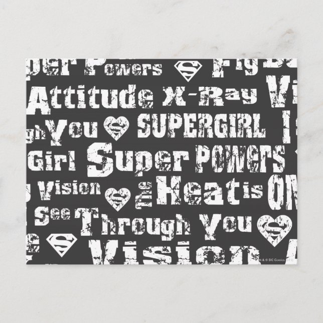 Supergirl Distressed Text Postcard (Front)