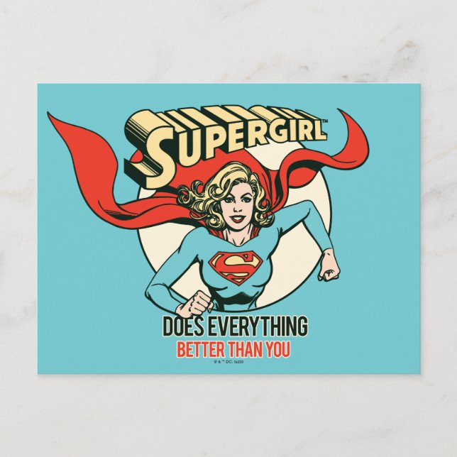 Supergirl Does Everything Better Than You Postcard (Front)