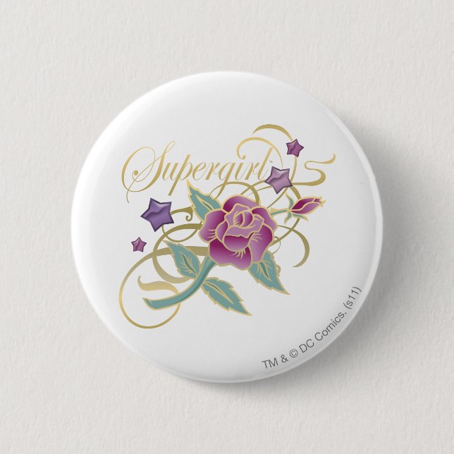 Supergirl Fancy Roses 2 Inch Round Button (Front)
