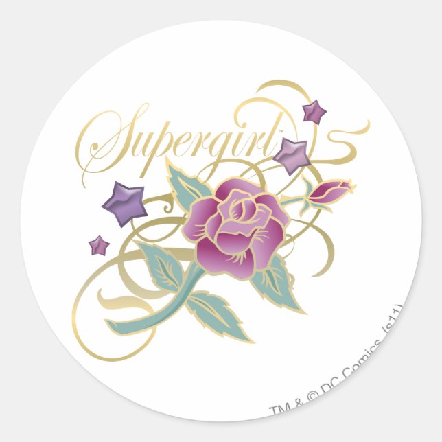 Supergirl Fancy Roses Classic Round Sticker (Front)