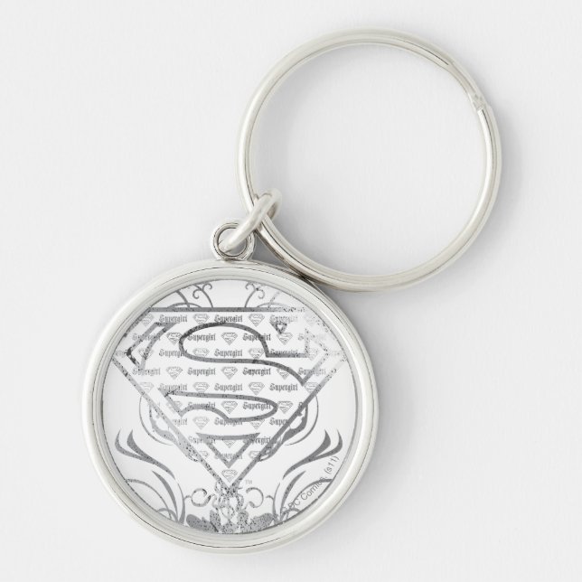 Supergirl Fancy Silver Logo Keychain (Front)