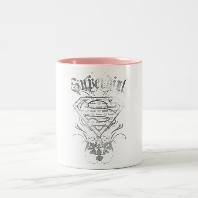 Supergirl Fancy Silver Logo Two-Tone Coffee Mug (Center)