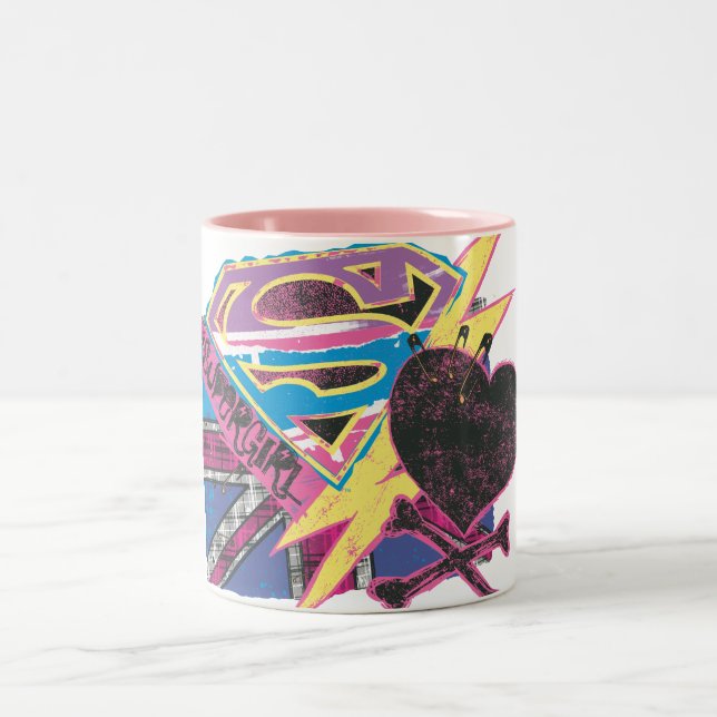 Supergirl Flag and Crossbones Two-Tone Coffee Mug (Center)