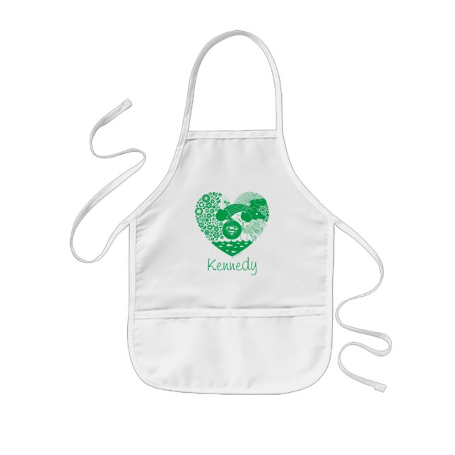 Supergirl Floral Peace Heart Graphic Kids Apron (Front)