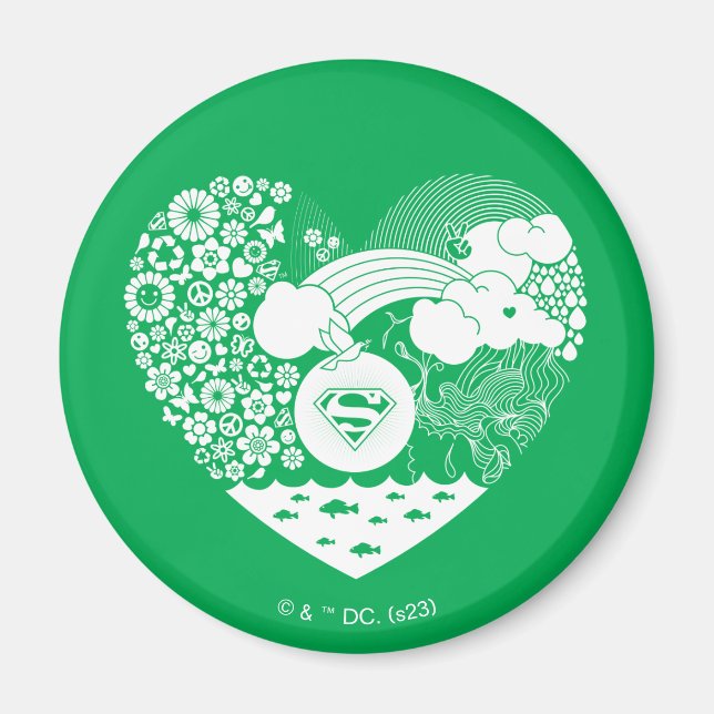Supergirl Floral Peace Heart Graphic Magnet (Front)