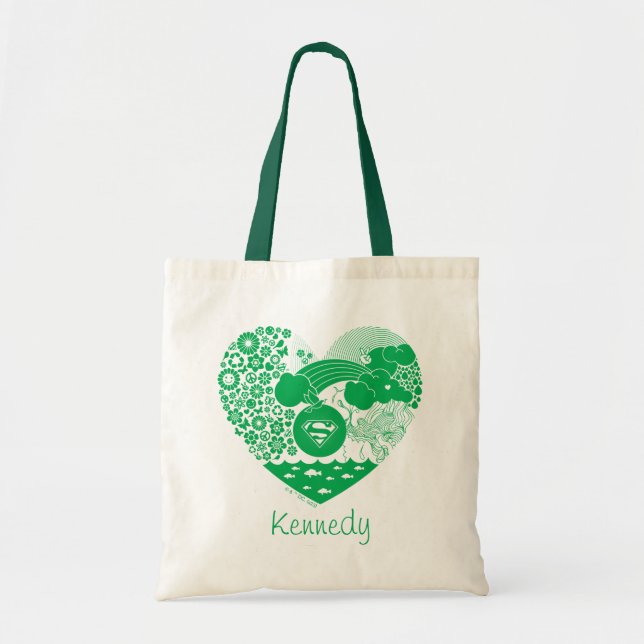 Supergirl Floral Peace Heart Graphic Tote Bag (Front)