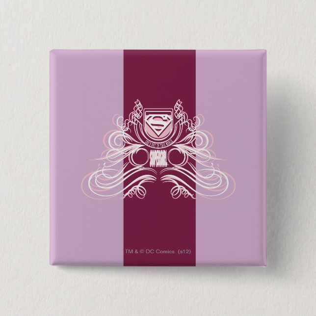 Supergirl Flourish Design 2 Inch Square Button (Front)