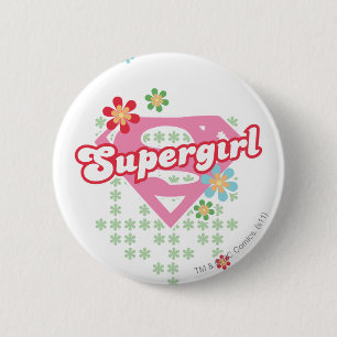 Supergirl Flower Madness 2 Inch Round Button