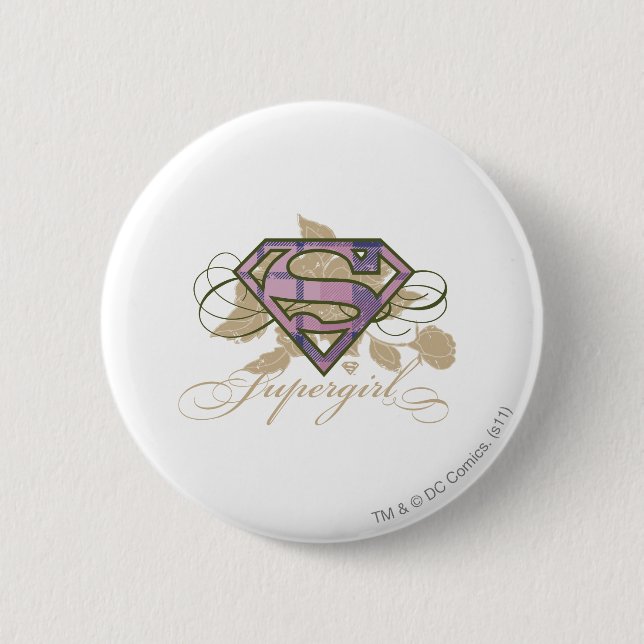Supergirl Flowers 2 Inch Round Button (Front)