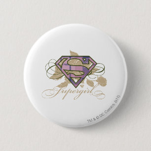 Supergirl Flowers 2 Inch Round Button