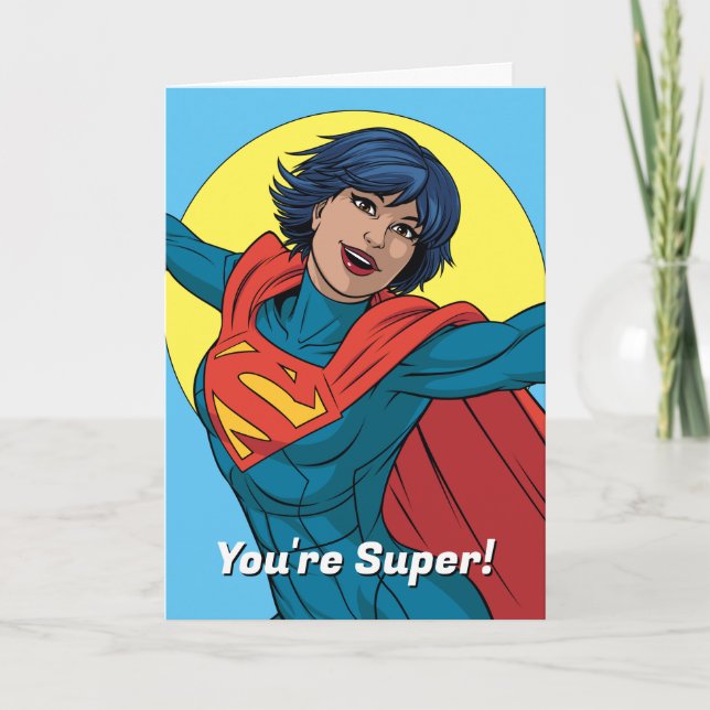 Supergirl Flying in Blue Suit Card (Front)