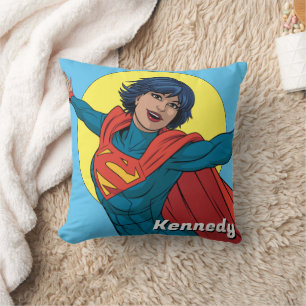 Supergirl Flying in Blue Suit Throw Pillow