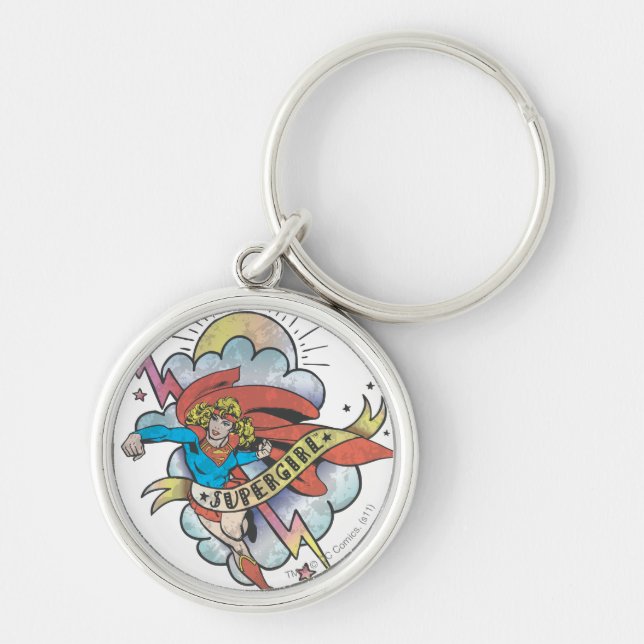 Supergirl Flying Lightning Tattoo Keychain (Front)