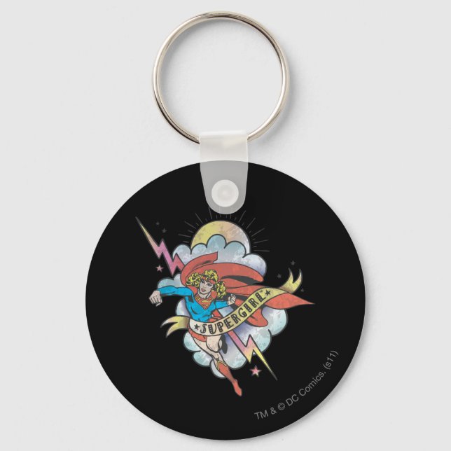 Supergirl Flying Lightning Tattoo Keychain (Front)