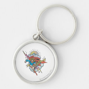 Supergirl Flying Lightning Tattoo Keychain