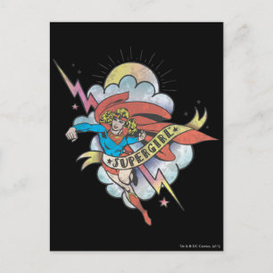 Supergirl Flying Lightning Tattoo Postcard