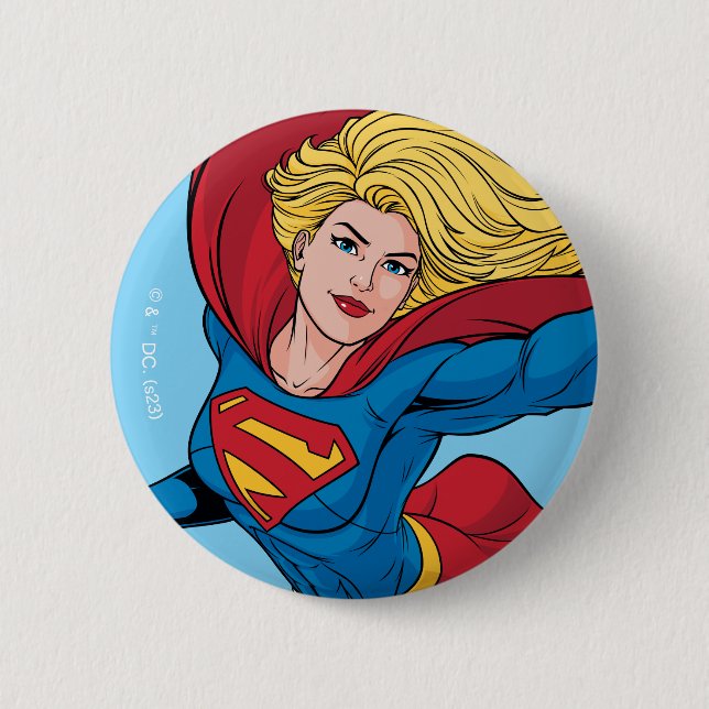 Supergirl Flying Upwards Illustration 2 Inch Round Button (Front)
