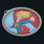 Supergirl Flying Upwards Illustration Belt Buckle<br><div class="desc">Check out this flying Supergirl character art illustration with her cape flying in the wind!</div>