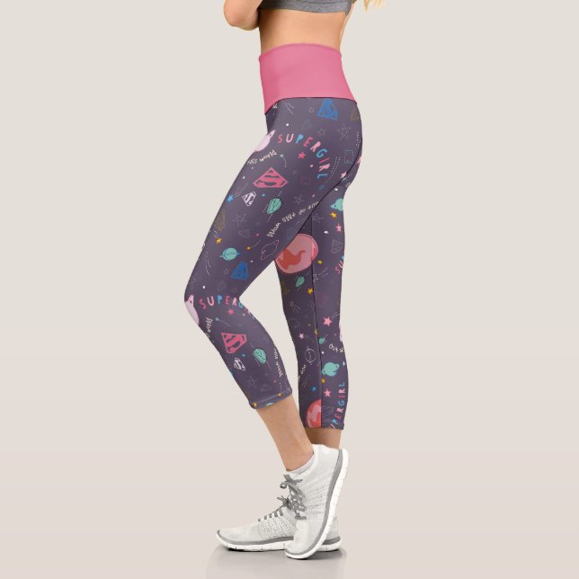 Supergirl Flying Upwards Illustration Capri Leggings (Left)