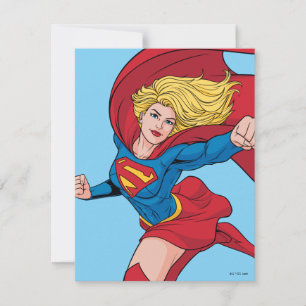 Supergirl Flying Upwards Illustration Card