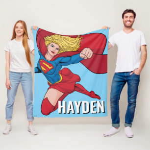 Supergirl Flying Upwards Illustration Fleece Blanket