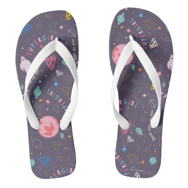 Supergirl Flying Upwards Illustration Flip Flops (Footbed)
