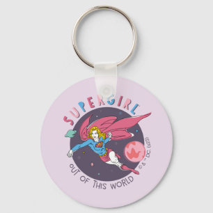 Supergirl Flying Upwards Illustration Keychain
