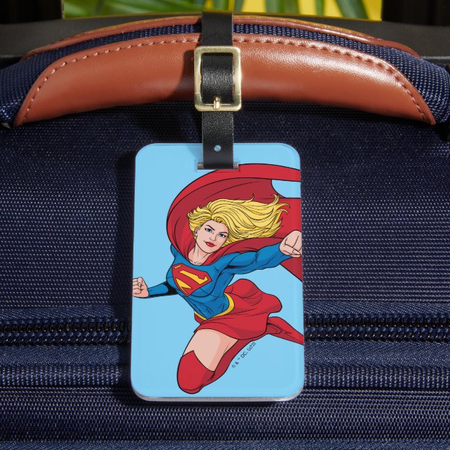 Supergirl Flying Upwards Illustration Luggage Tag (Front Insitu 2)