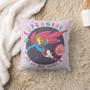 Supergirl Flying Upwards Illustration Throw Pillow