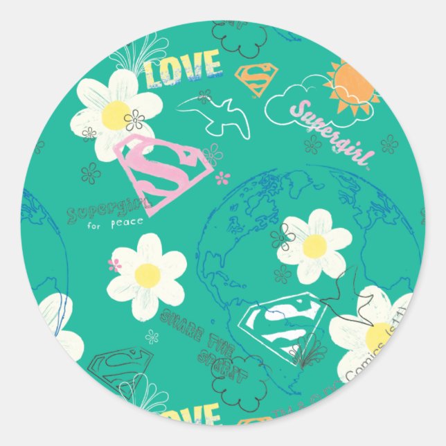 Supergirl for Peace Pattern Classic Round Sticker (Front)