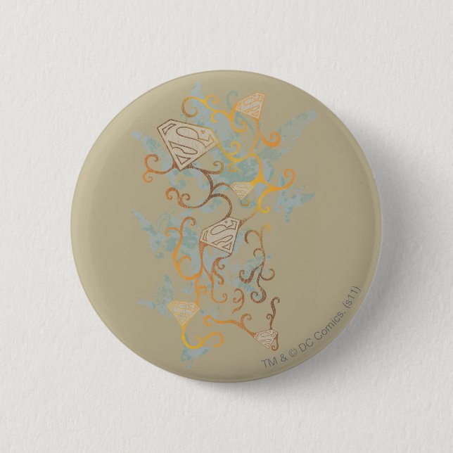 Supergirl Gold and Brown 2 Inch Round Button (Front)