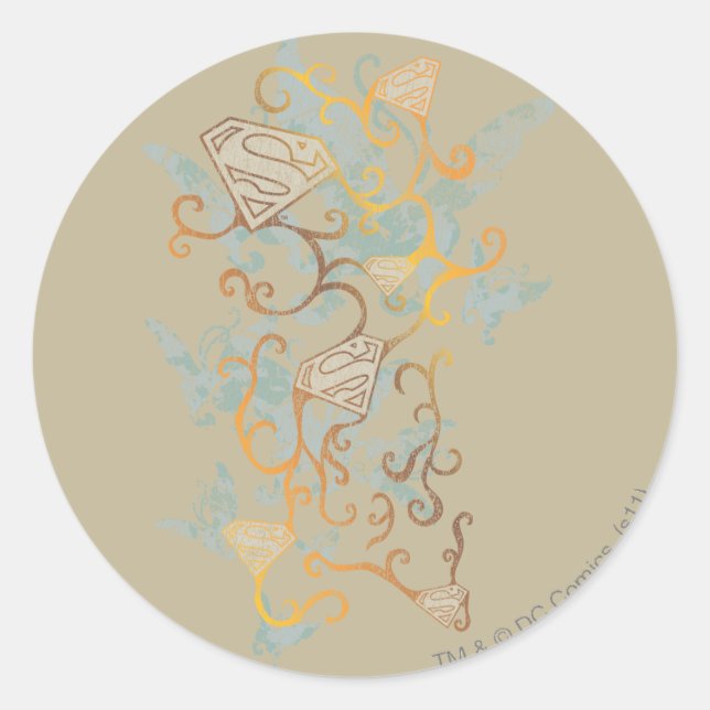 Supergirl Gold and Brown Classic Round Sticker (Front)