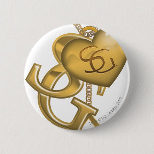 Supergirl Gold Locket 2 Inch Round Button